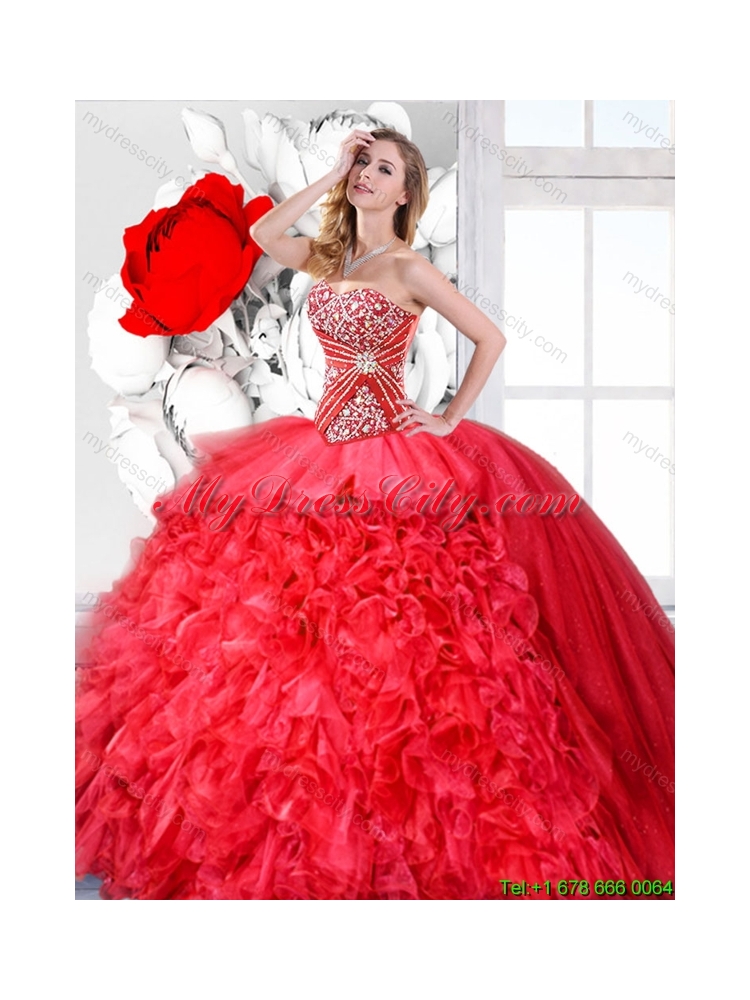 2016 Spring Pretty Sweetheart Detachable Quinceanera Dresses with Ruffles