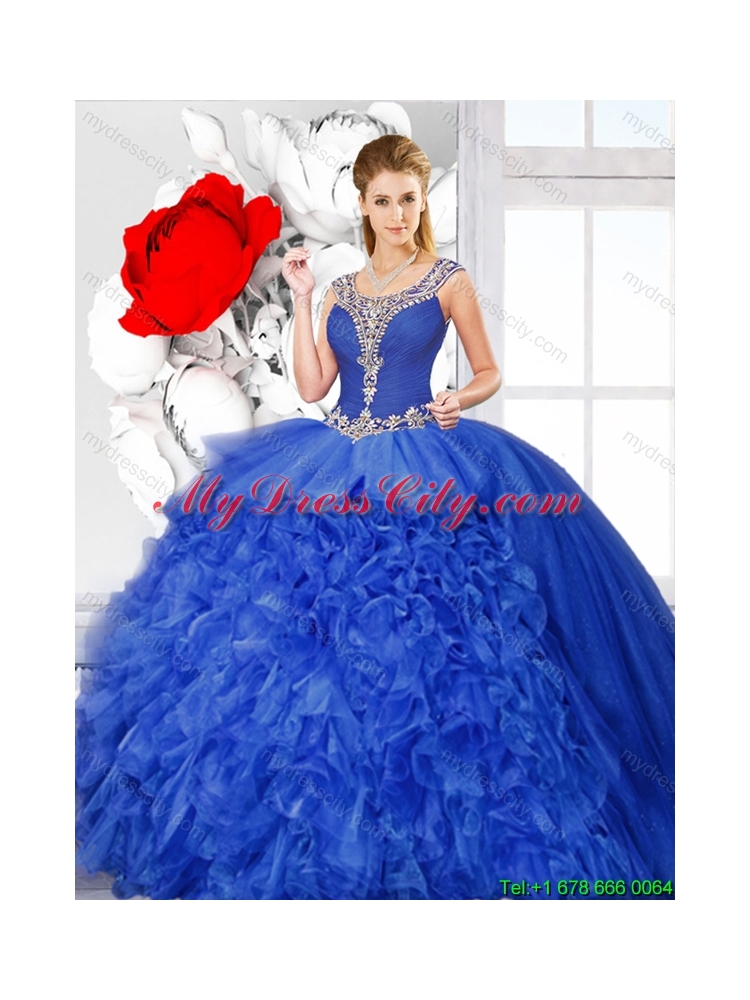 2016 Summer Perfect Ball Gown Beaded Detachable Quinceanera Dresses with Scoop