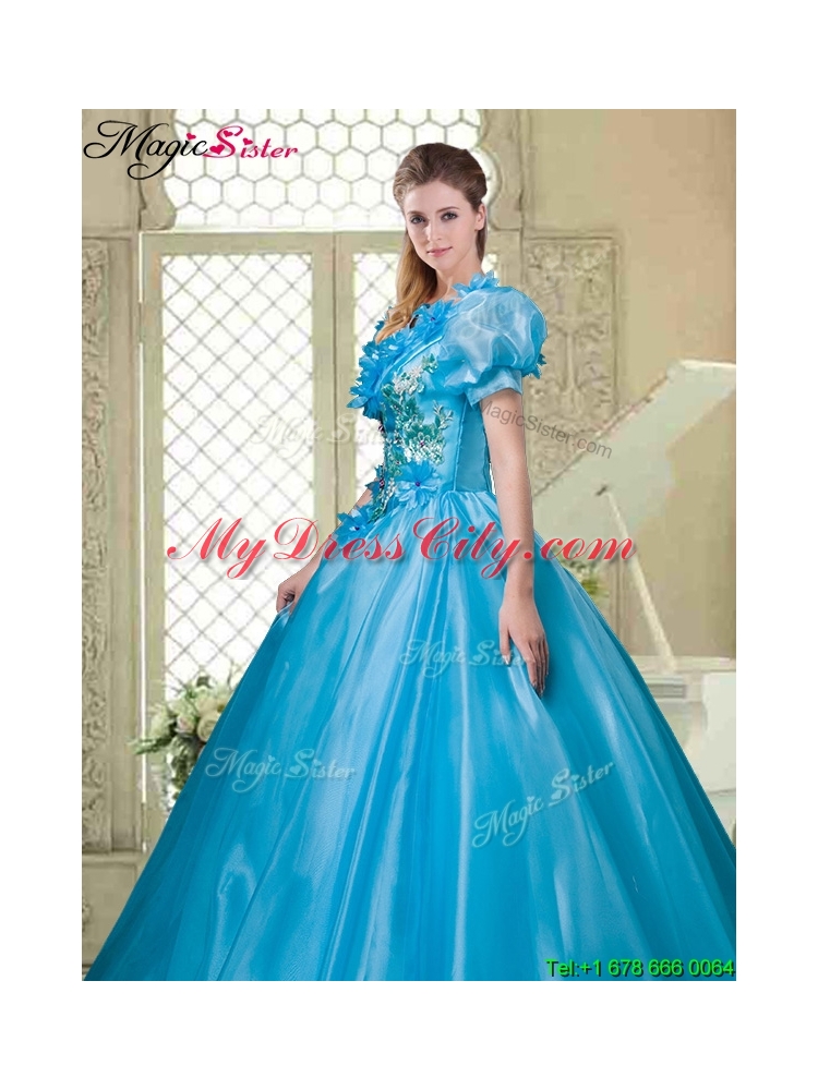 Gorgeous Appliques and Beading Sweet 16 Dresses with V Neck