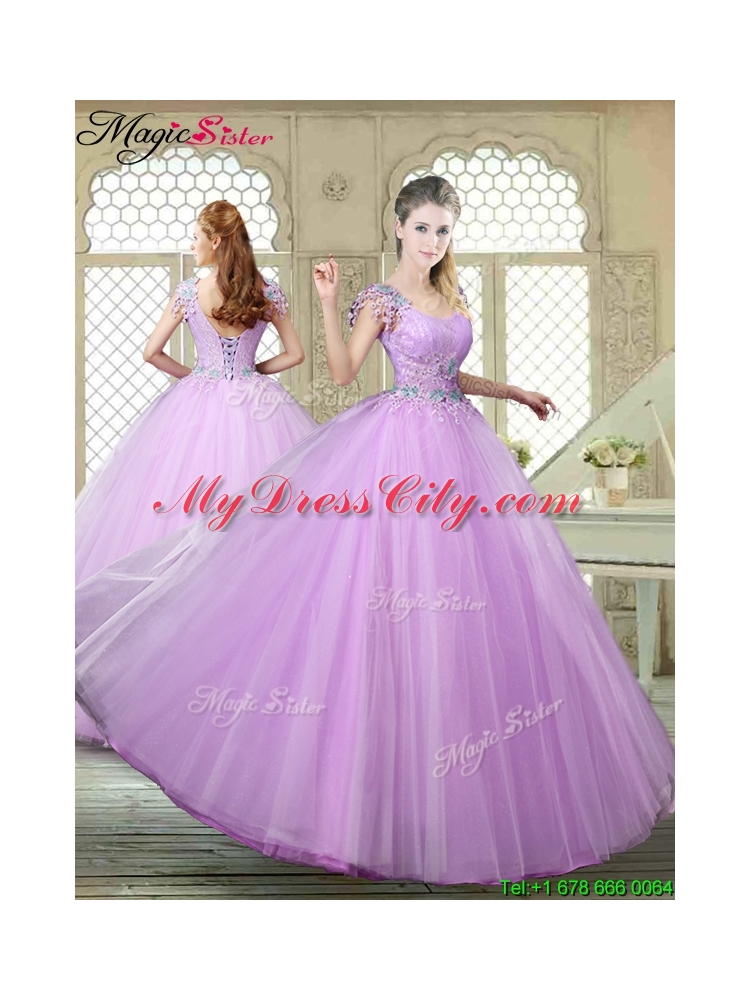 Perfect Ball Gown Scoop Quinceanera Gowns with Appliques