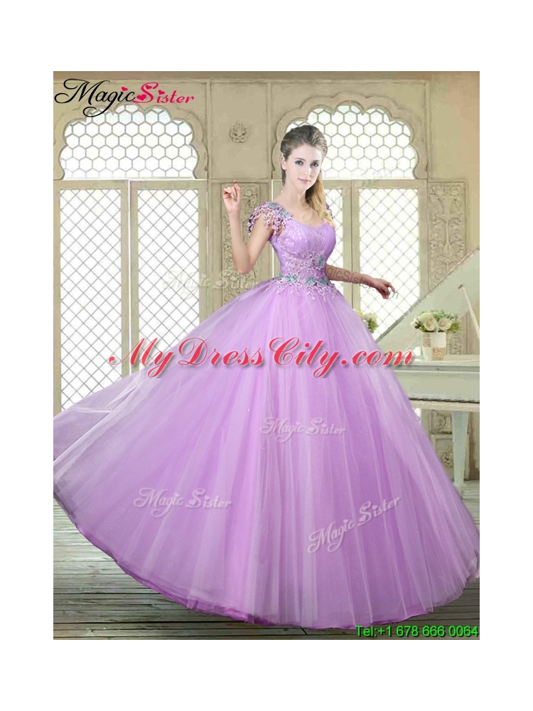 Perfect Ball Gown Scoop Quinceanera Gowns with Appliques