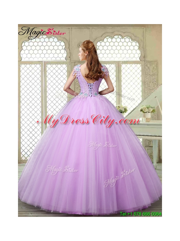 Perfect Ball Gown Scoop Quinceanera Gowns with Appliques