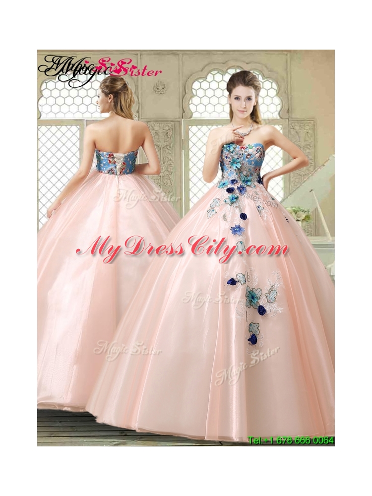 Perfect Strapless Sweet 16 Gowns with Appliques and Embroidery