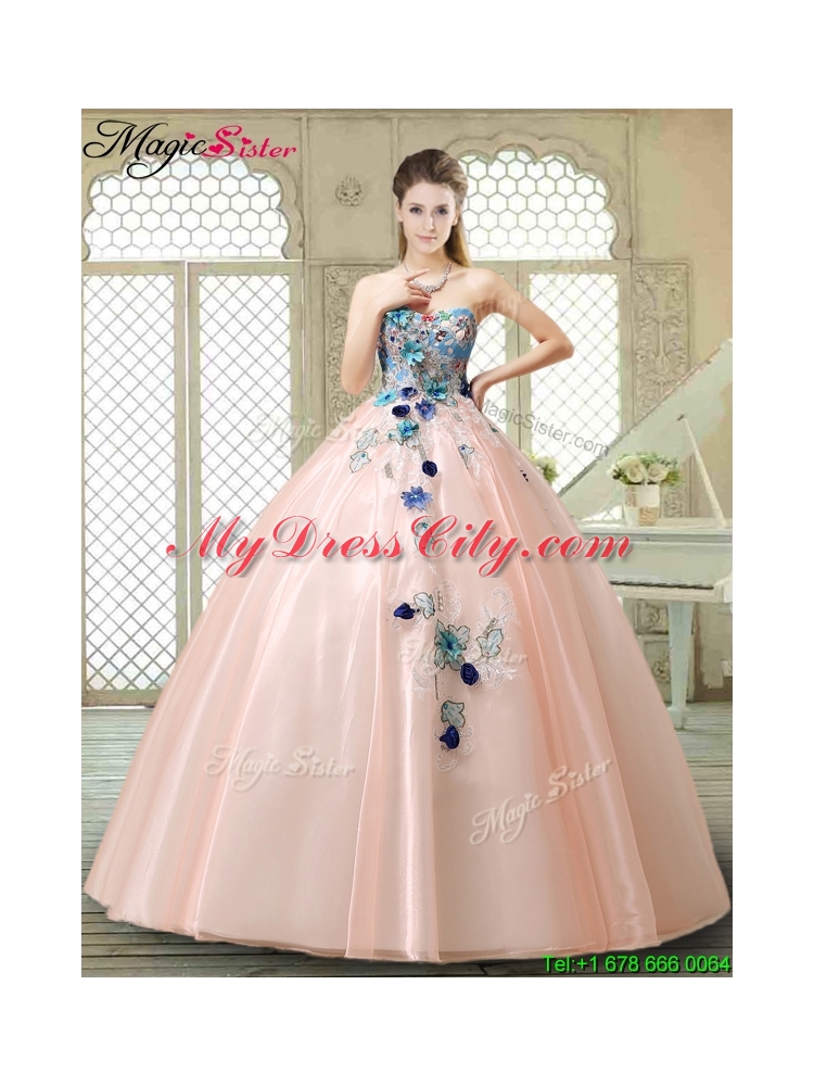 Perfect Strapless Sweet 16 Gowns with Appliques and Embroidery