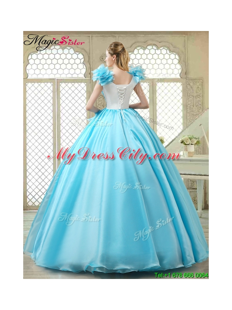 Cheap Aqua Blue Quinceanera Gowns with Appliques and Ruffles 179.56