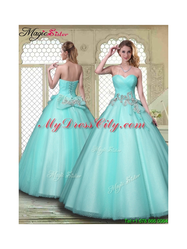 New Style Beading Sweetheart Quinceanera Dresses in Aqua Blue