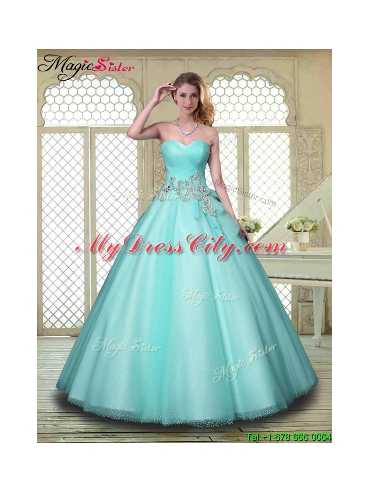 New Style Beading Sweetheart Quinceanera Dresses in Aqua Blue