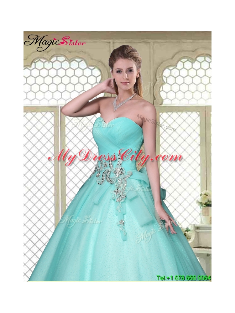 New Style Beading Sweetheart Quinceanera Dresses in Aqua Blue