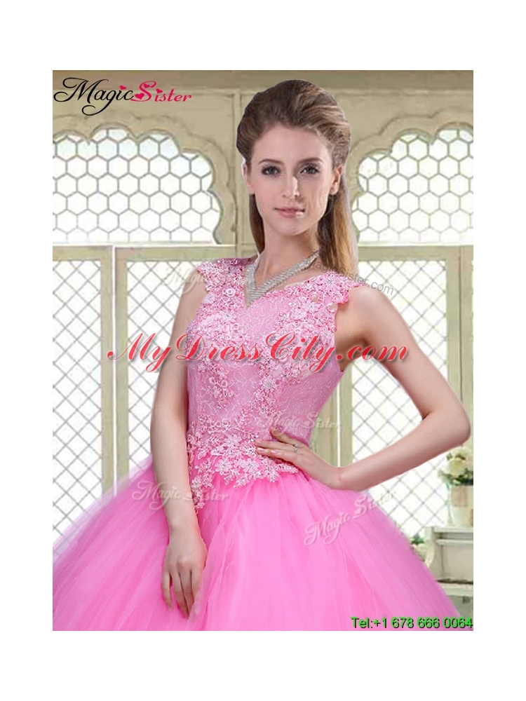 Popular Scoop Hand Made Flowers Sweet 16 Dresses with Brush Train