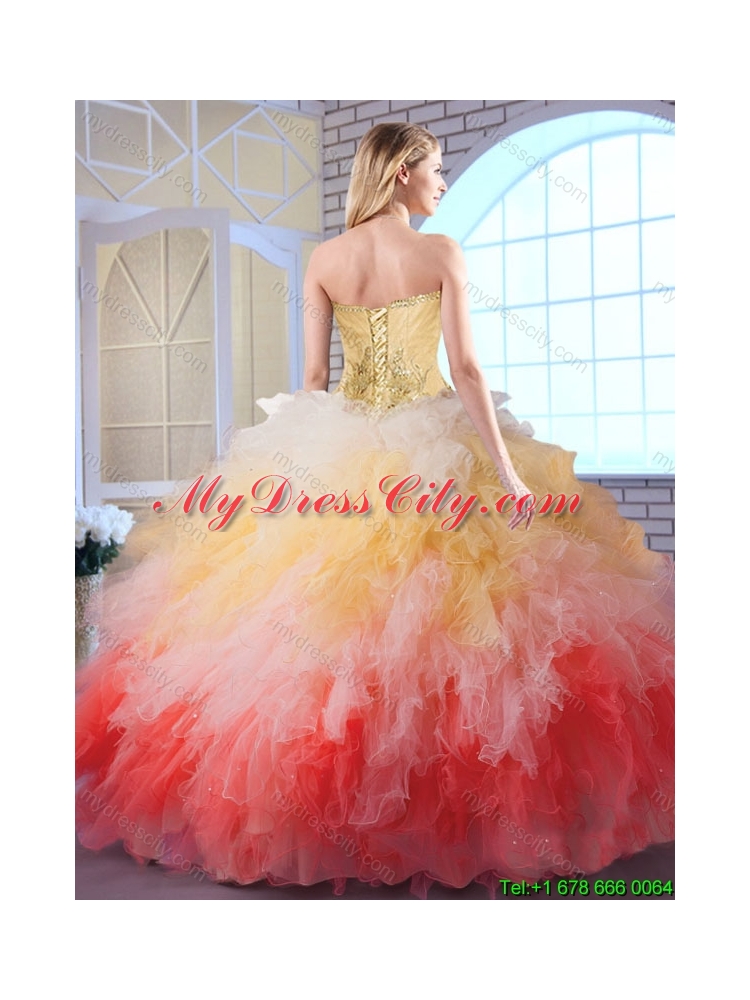 2016 Luxurious Appliques and Ruffles Quinceanera Dresses in Multi Color