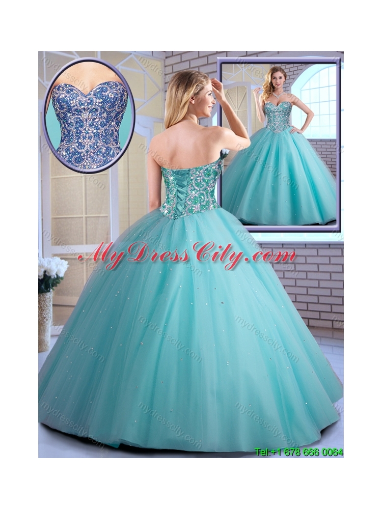 2016 Perfect Beading Ball Gown Sweet 16 Dresses with Lace Up