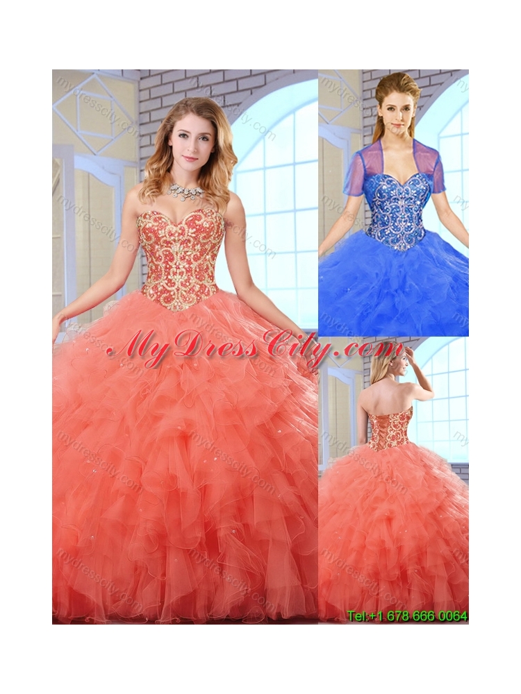 Perfect Sweetheart Quinceanera Gowns with Beading and Ruffles