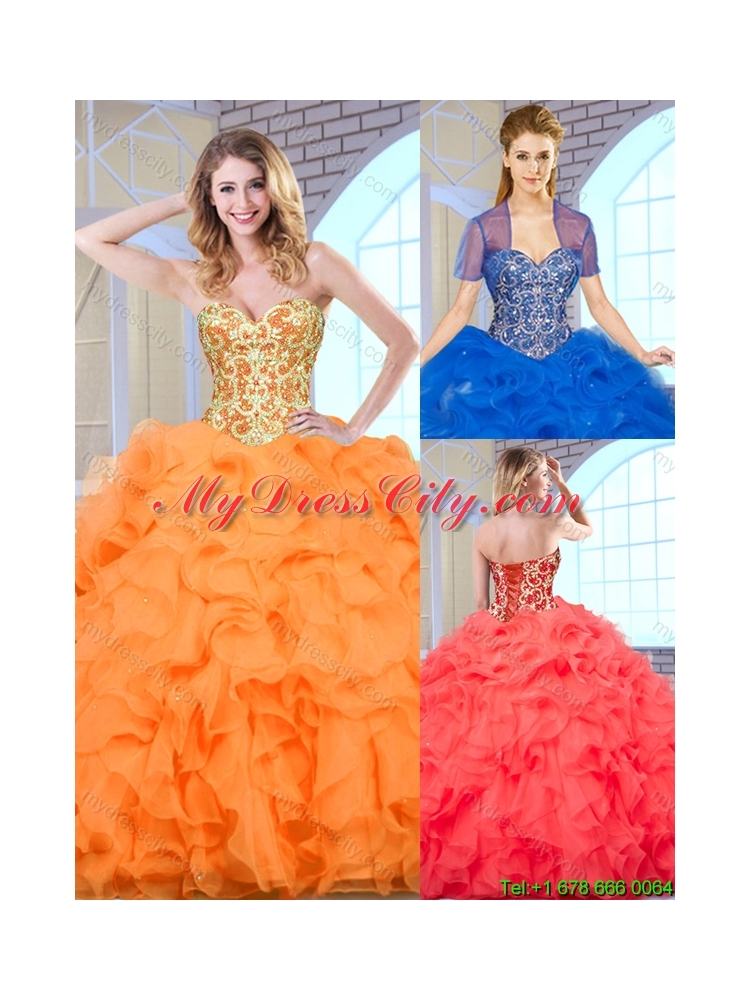 2016 Beautiful Sweetheart Quinceanera Dresses with Beading and Ruffles