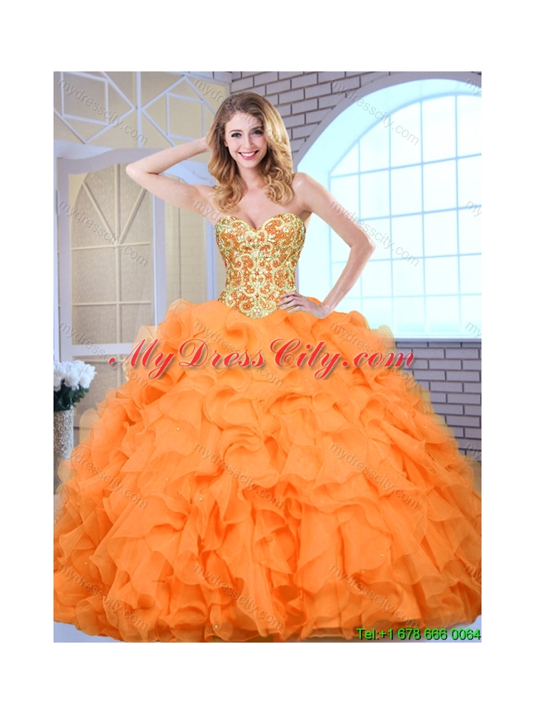 2016 Beautiful Sweetheart Quinceanera Dresses with Beading and Ruffles