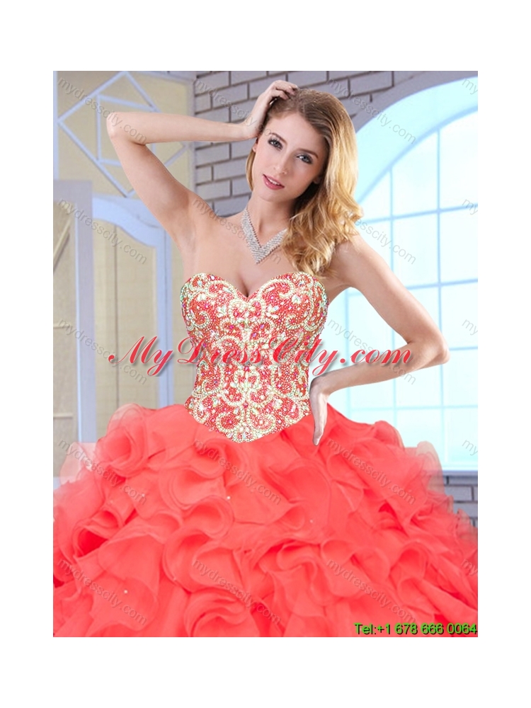 2016 Beautiful Sweetheart Quinceanera Dresses with Beading and Ruffles