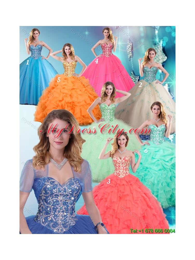 2016 Beautiful Sweetheart Quinceanera Dresses with Beading and Ruffles