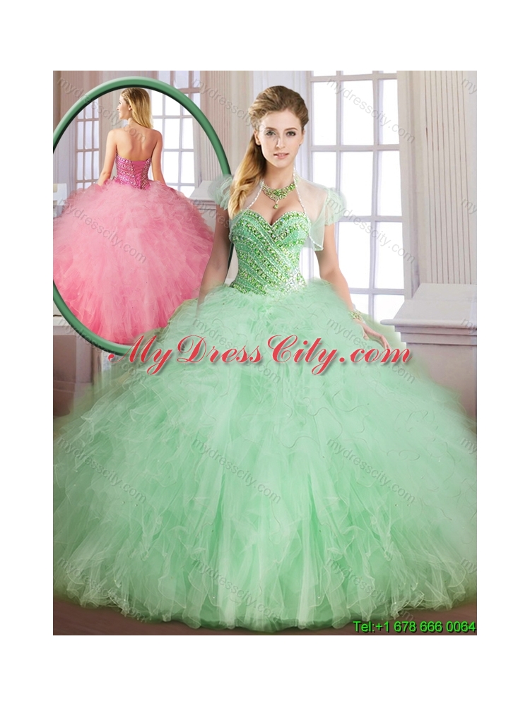 2016 Classical Sweetheart Quinceanera Gowns with Beading and Ruffles