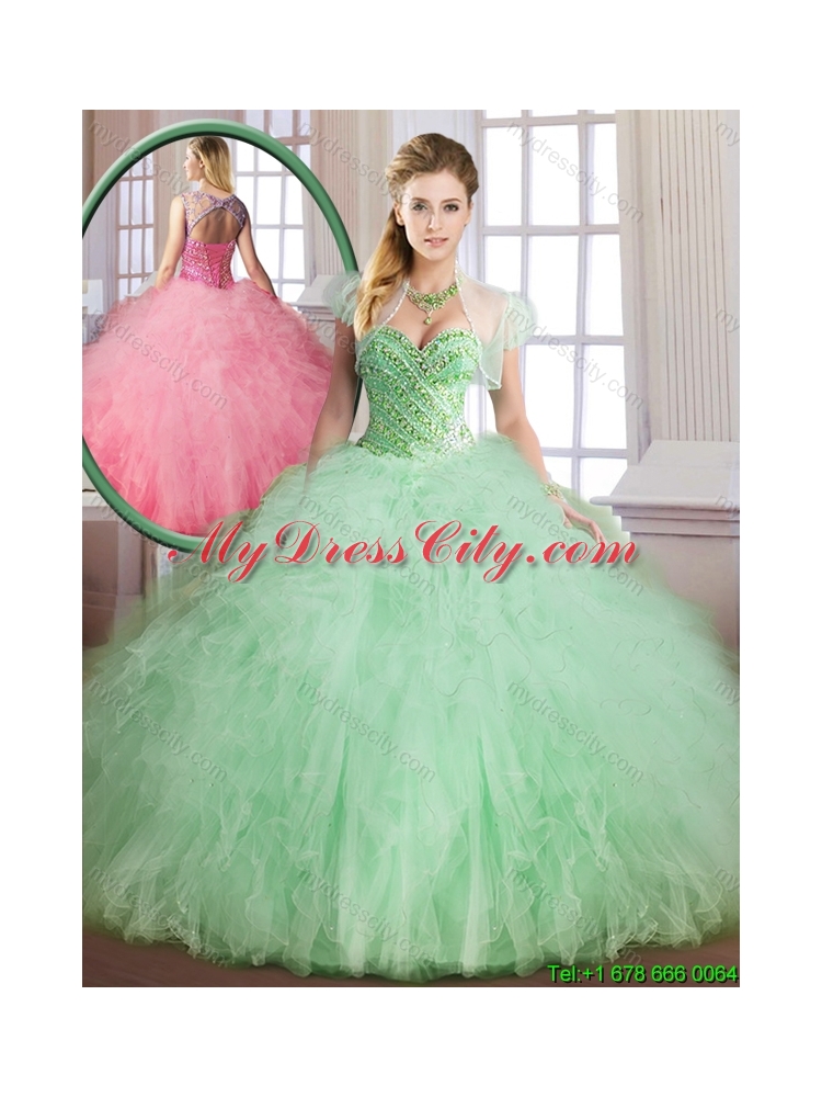 2016 Classical Sweetheart Quinceanera Gowns with Beading and Ruffles