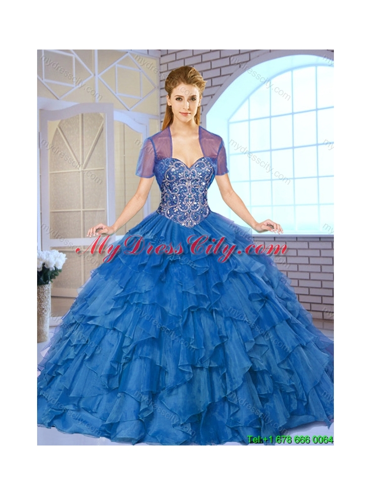 Gorgeous Beading and Ruffles Quinceanera Gowns with Sweetheart