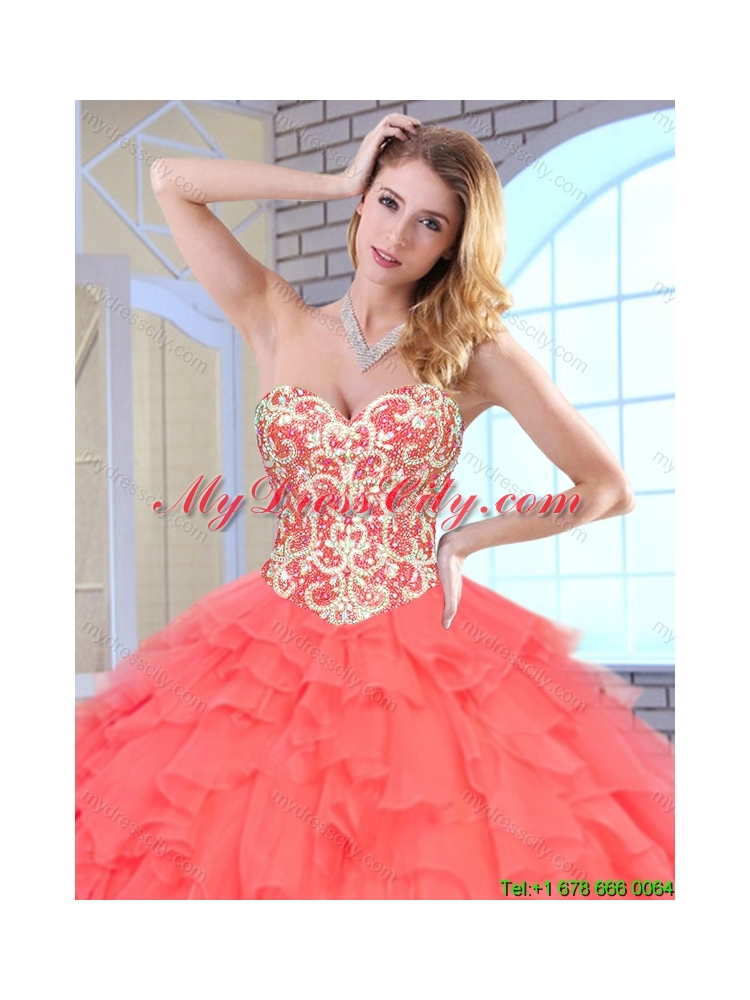 Gorgeous Beading and Ruffles Quinceanera Gowns with Sweetheart