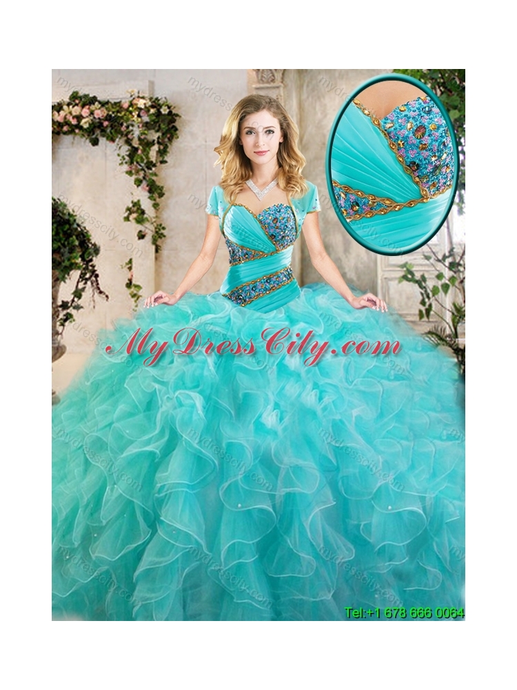 New Arrivals Beading Aqua Blue Quinceanera Gowns with Sweetheart