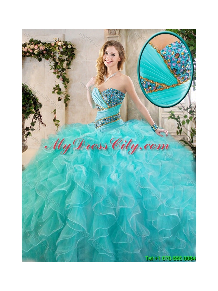 New Arrivals Beading Aqua Blue Quinceanera Gowns with Sweetheart