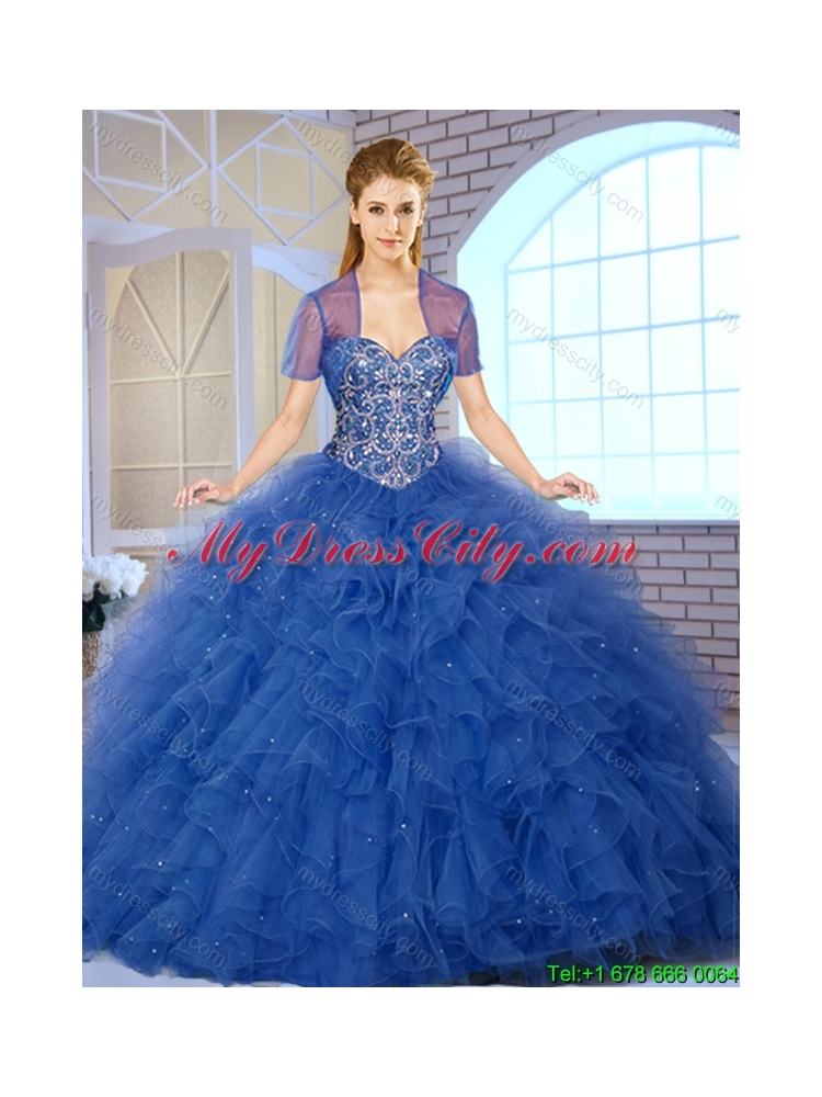 2016 Cheap Beading and Ruffles Apple Green Quinceanera Dresses