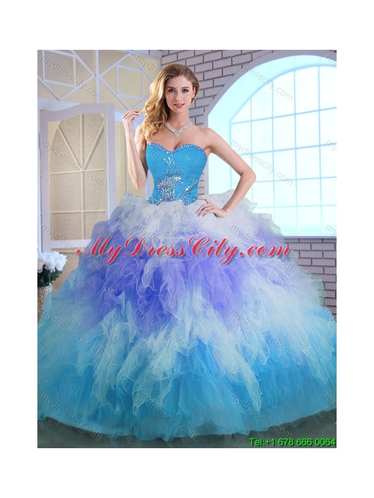 2016 Latest Winter Appliques and Ruffles Quinceanera Dresses in Multi Color