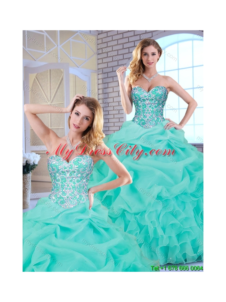 2016 Popular Beading and Ruffles Sweet 16 Dresses with Sweetheart