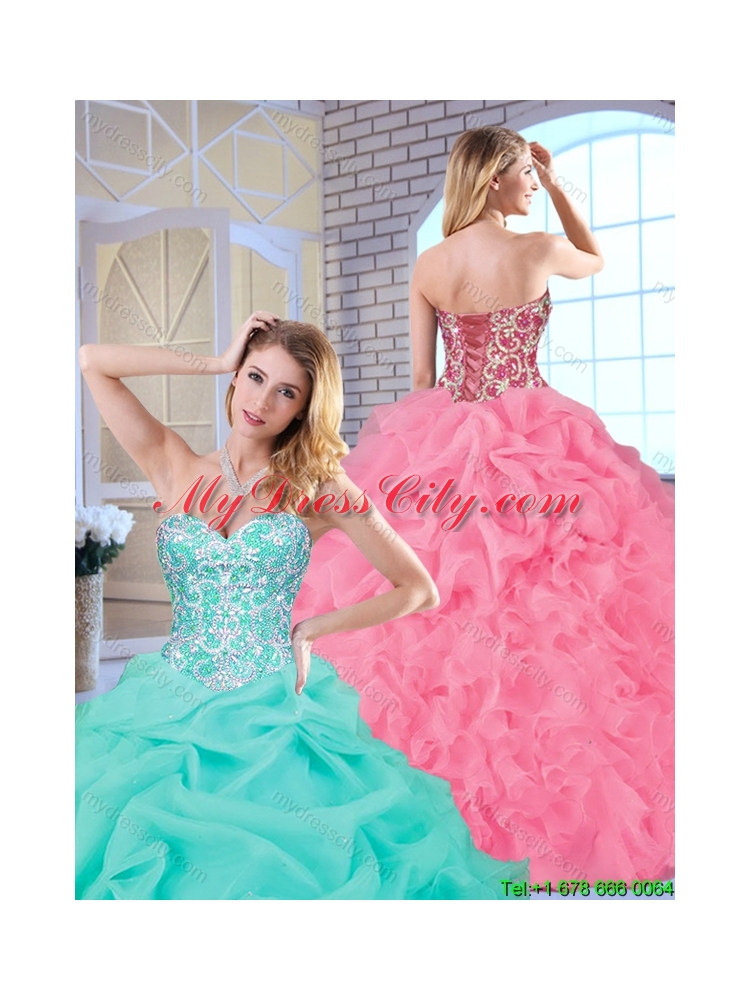 2016 Popular Beading and Ruffles Sweet 16 Dresses with Sweetheart