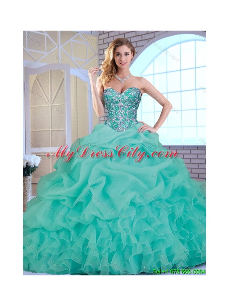 2016 Popular Beading and Ruffles Sweet 16 Dresses with Sweetheart