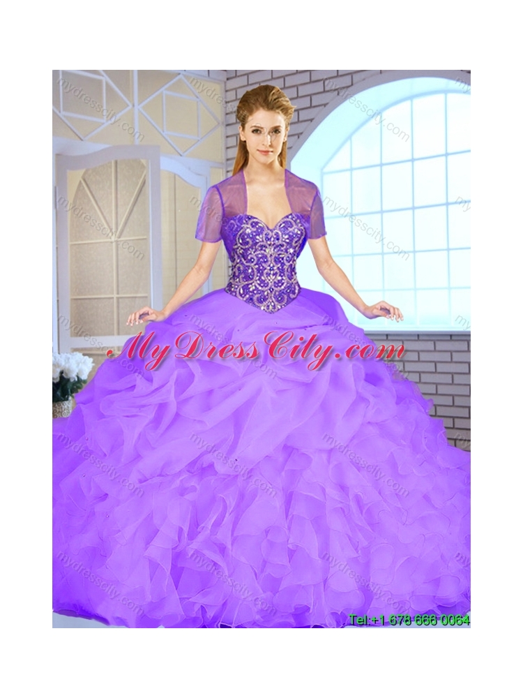 2016 Popular Beading and Ruffles Sweet 16 Dresses with Sweetheart