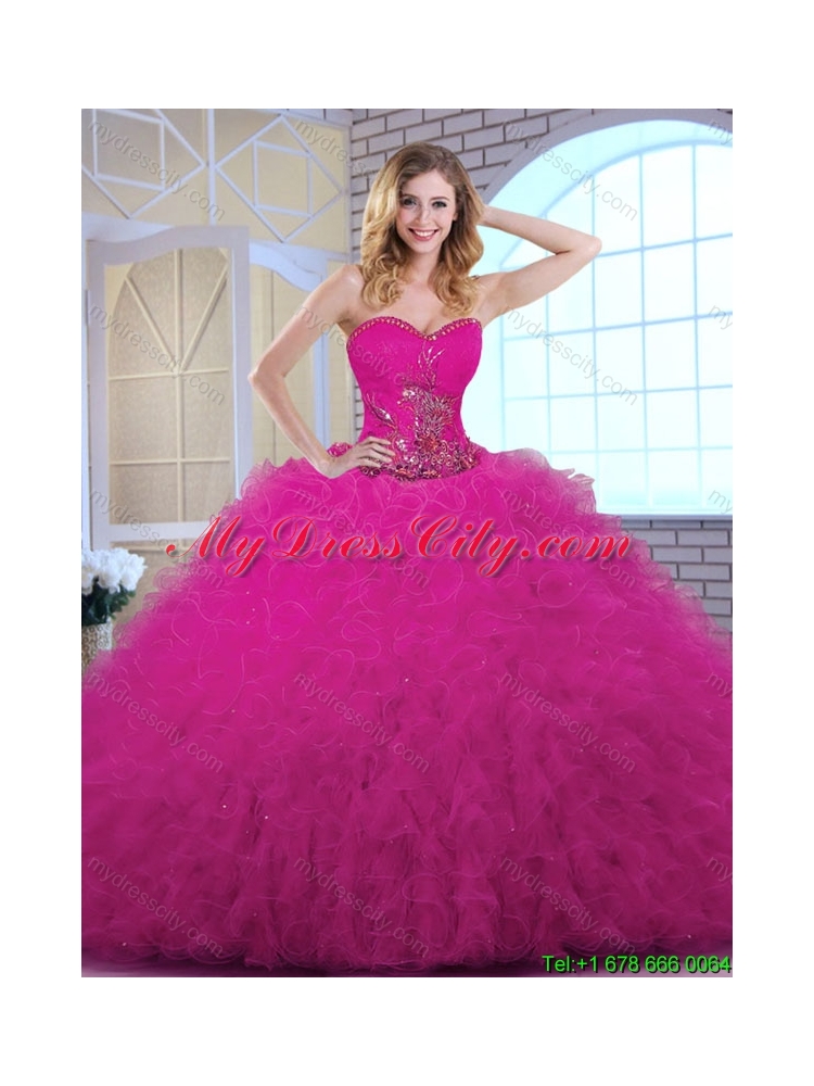 Classical Ball Gown Sweetheart Quinceanera Dresses in Fuchsia