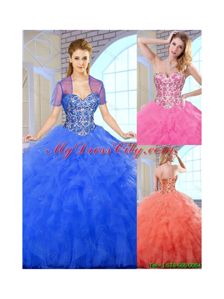 Classical Floor Length Quinceanera Dresses with Beading for 2016