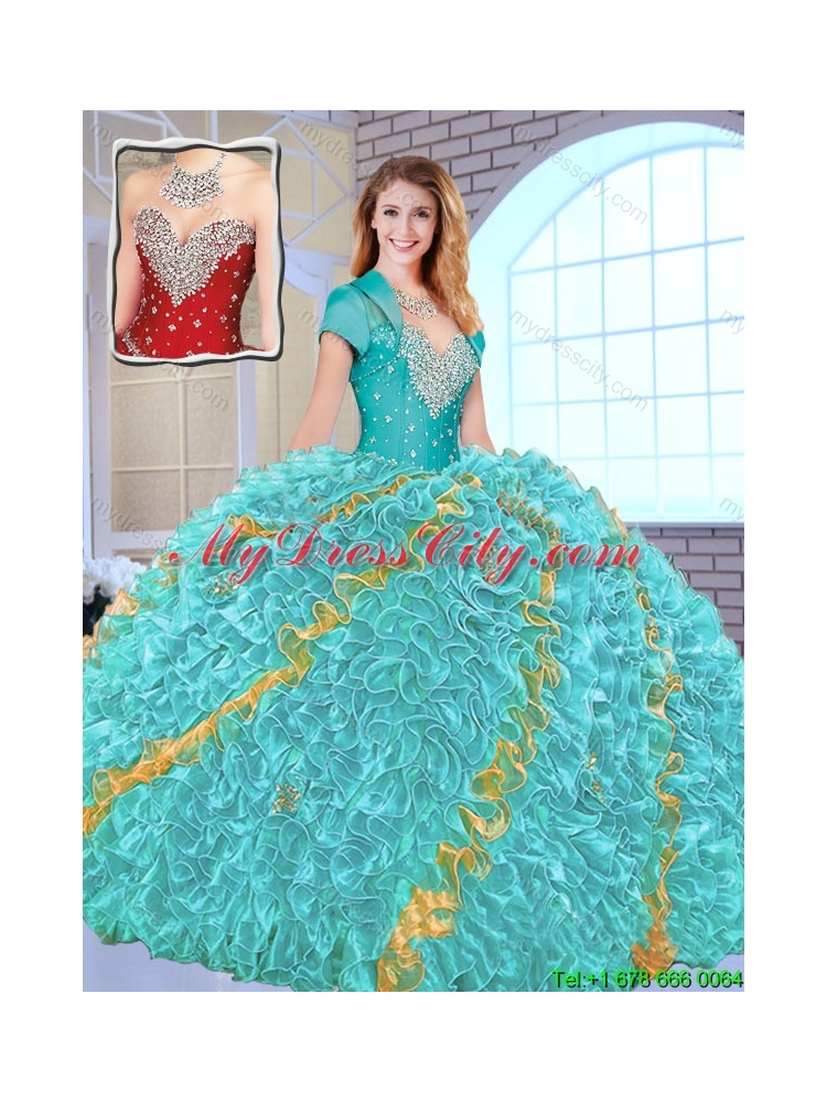 Modest Beading Sweetheart Quinceanera Gowns in Multi Color