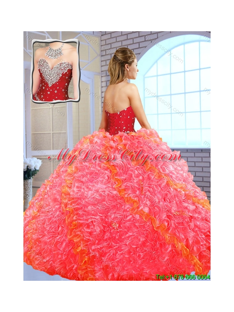 Modest Beading Sweetheart Quinceanera Gowns in Multi Color