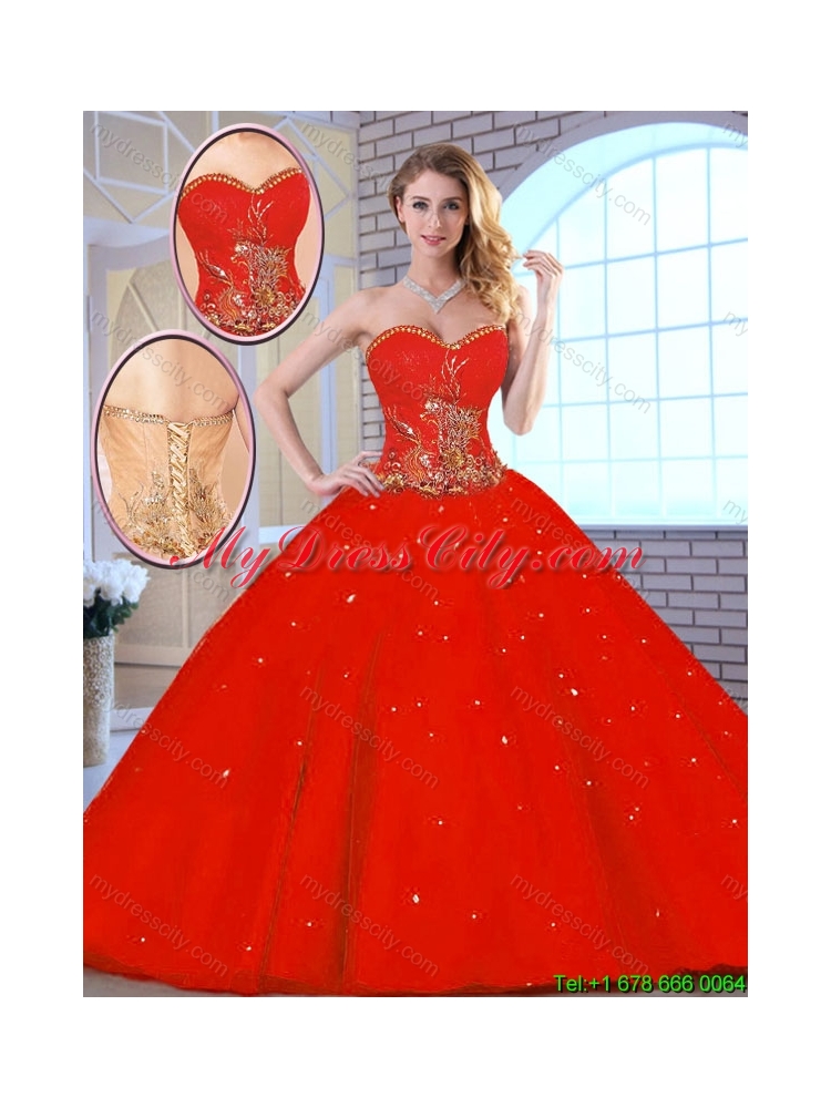 New Arrivals Red Sweetheart Quinceanera Gowns with Beading