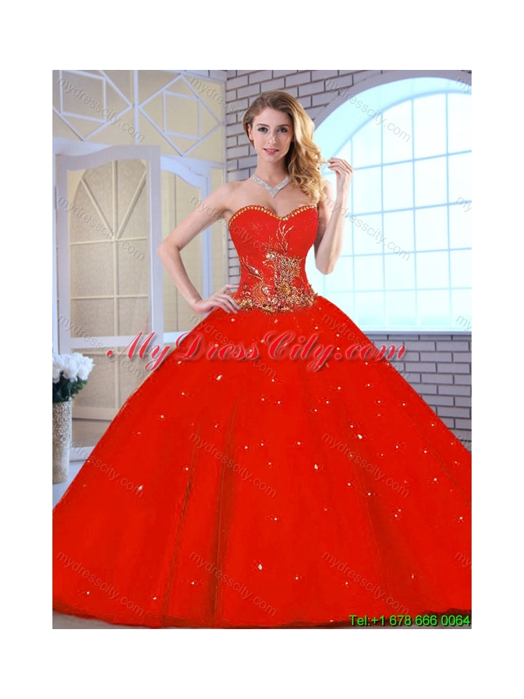 New Arrivals Red Sweetheart Quinceanera Gowns with Beading