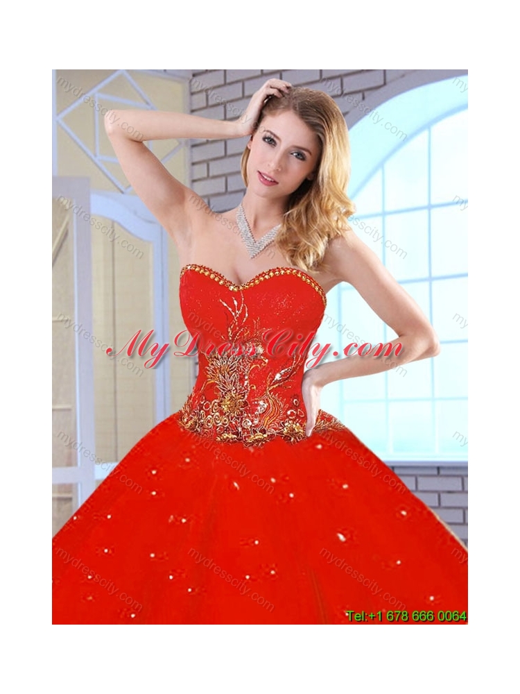 New Arrivals Red Sweetheart Quinceanera Gowns with Beading