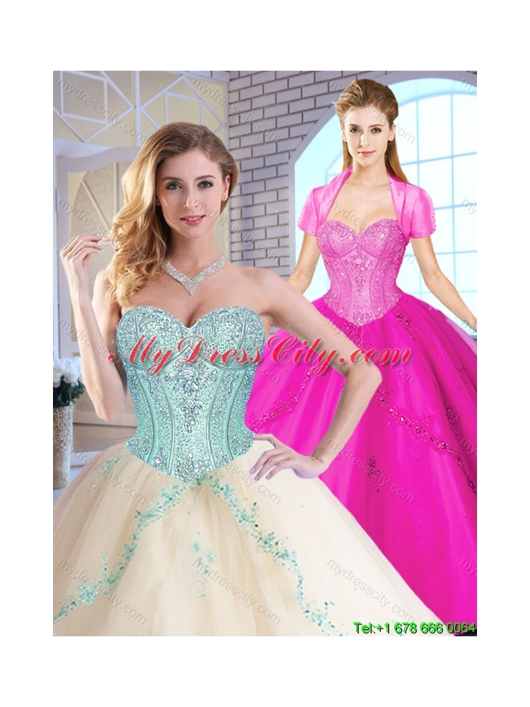 2016 Elegant Sweetheart Quinceanera Dresses with Appliques and Sequins