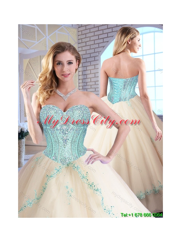 2016 Elegant Sweetheart Quinceanera Dresses with Appliques and Sequins