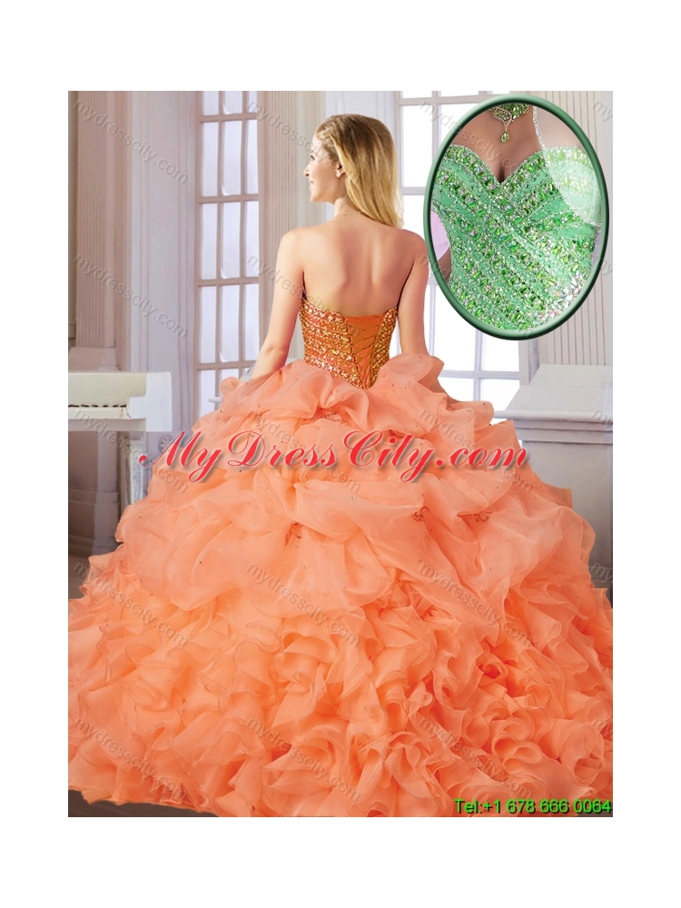 Best Selling Orange Red Sweet 16 Dresses with Beading