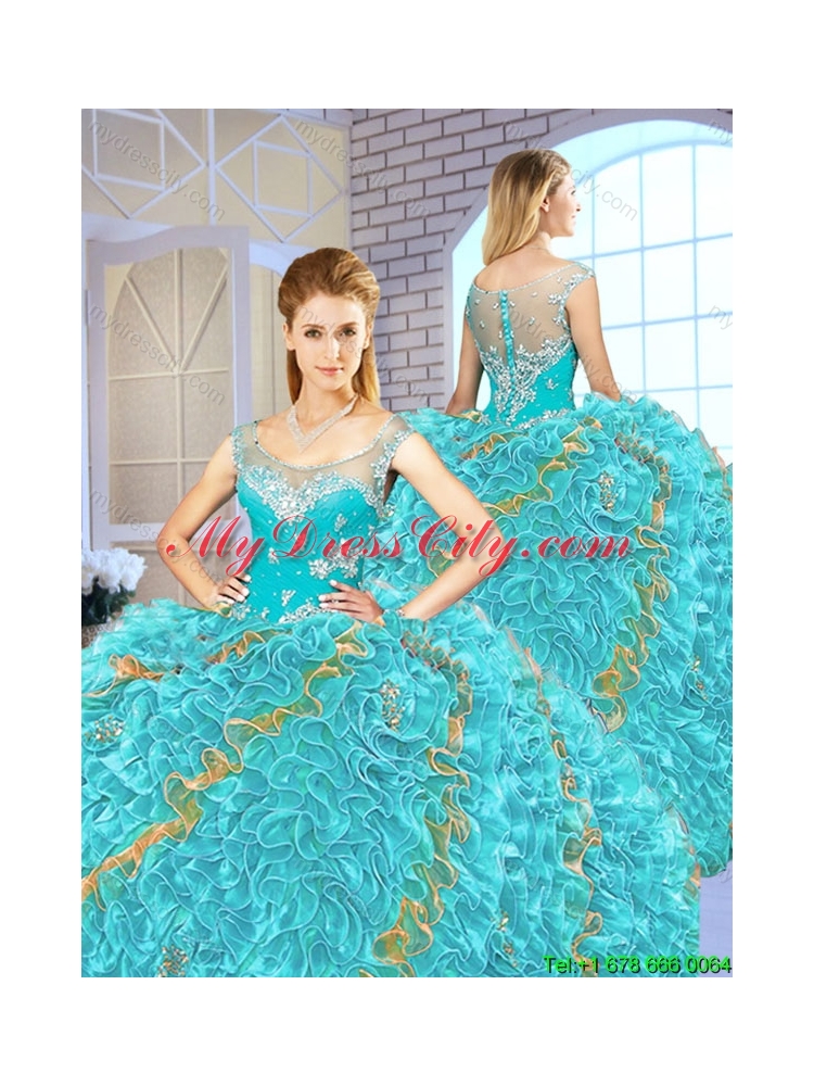 Exclusive Beading and Ruffles Quinceanera Gowns in Multi Color