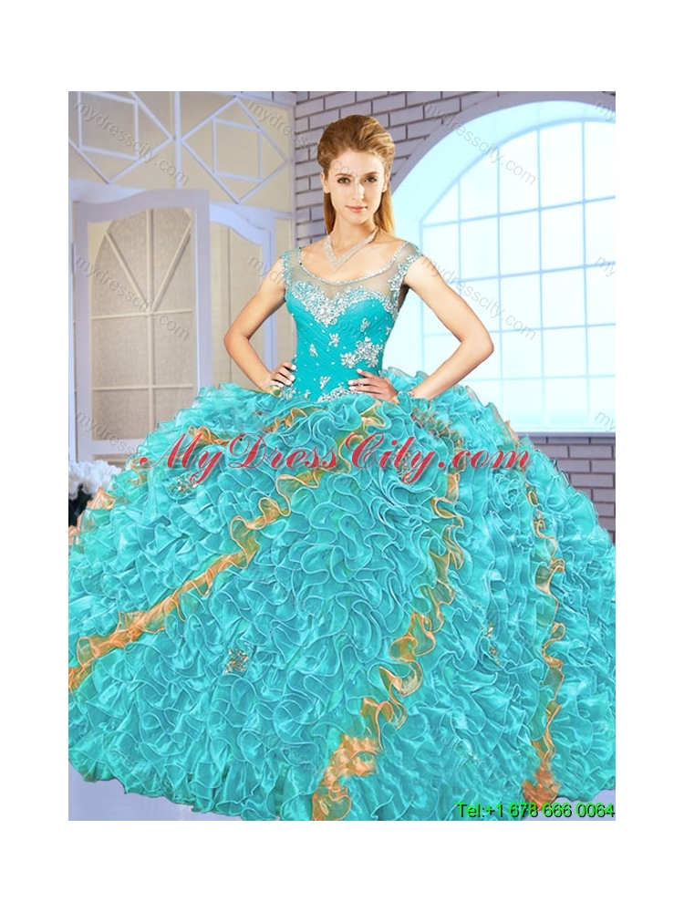 Exclusive Beading and Ruffles Quinceanera Gowns in Multi Color