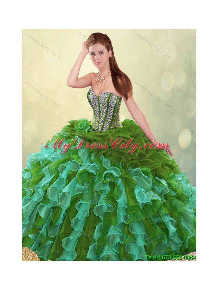 Exquisite Sweetheart Quinceanera Gowns with Beading and Ruffles