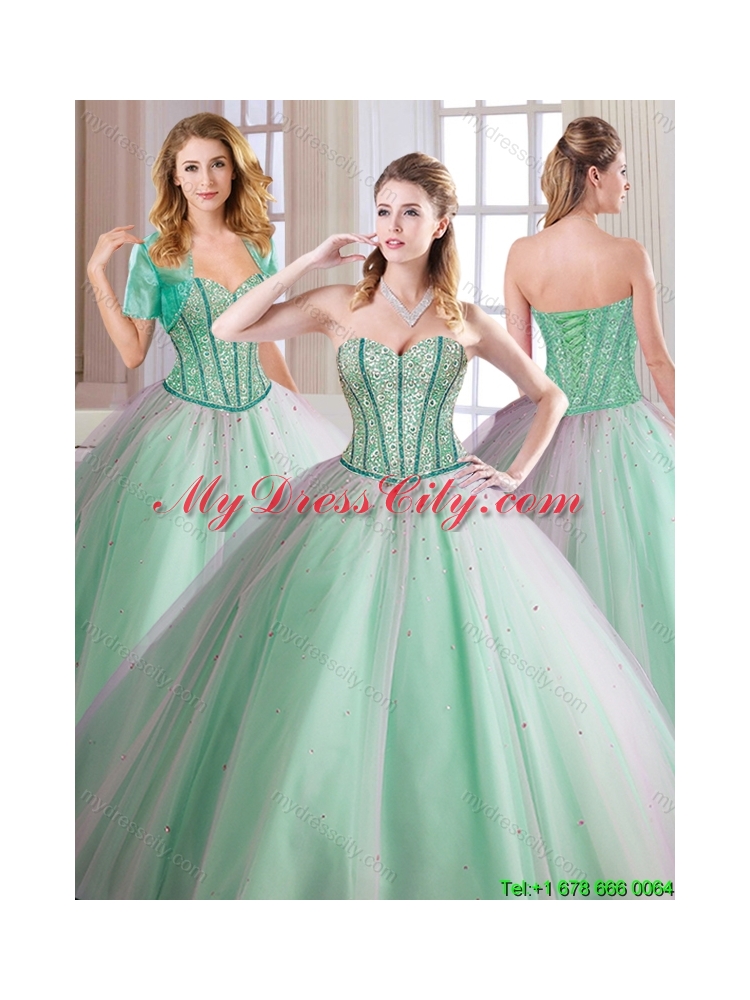 2016 Elegant Ball Gown Sweetheart Quinceanera Dresses with Beading