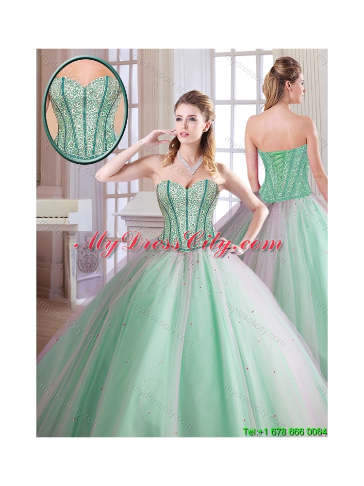 2016 Elegant Ball Gown Sweetheart Quinceanera Dresses with Beading