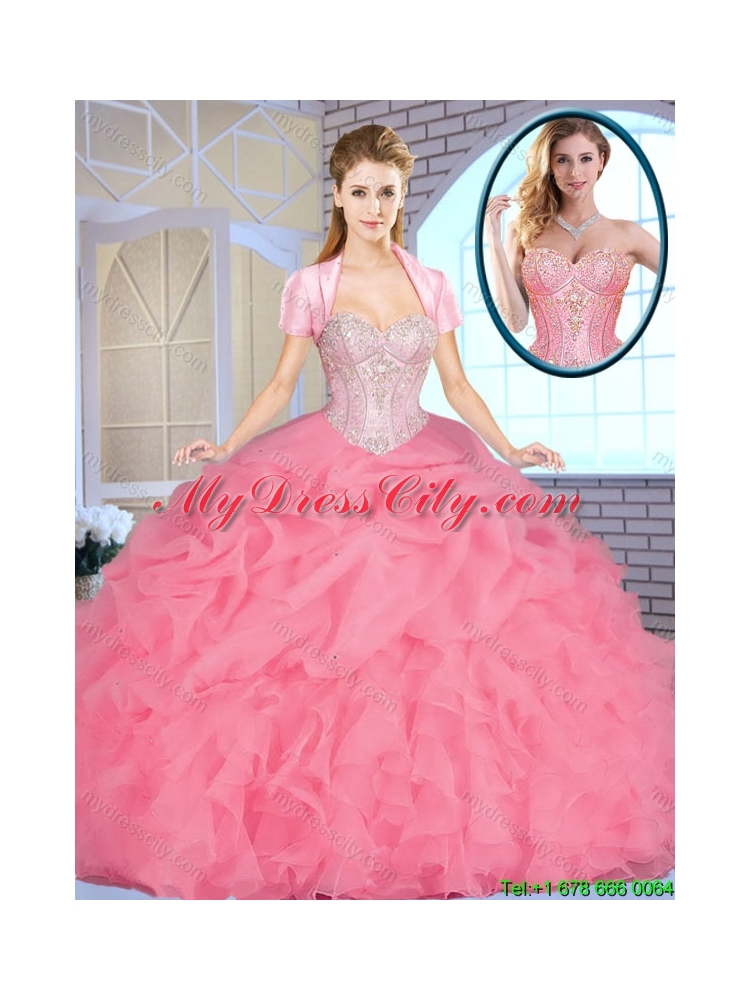 2016 Exclusive Sweetheart Quinceanera Dresses Beading and Ruffles