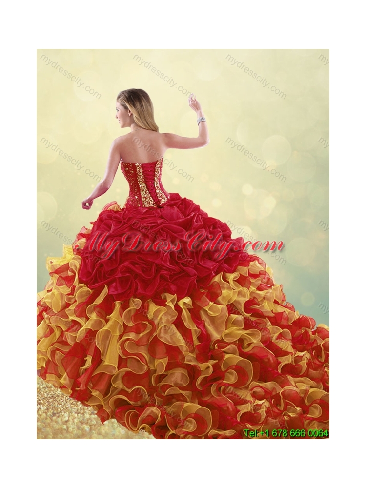 2016 Luxurious Beading and Ruffles Quinceanera Dresses in Multi Color