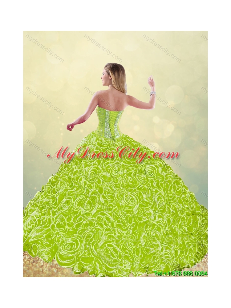 Modest Rolling Flowers Quinceanera Gowns with Sweetheart